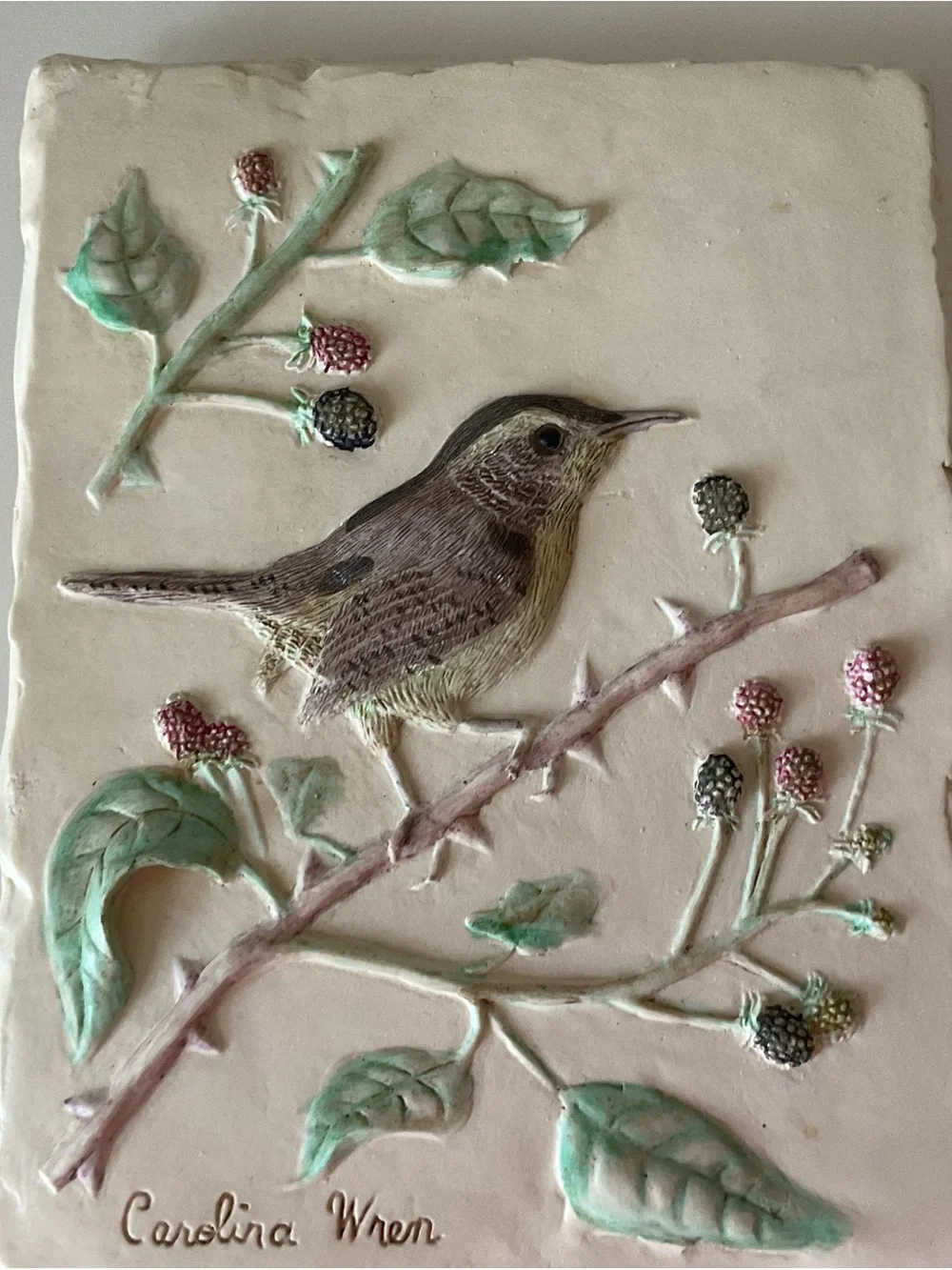 Hens-feathers Green and Cream Botanical Bird Wall Decor